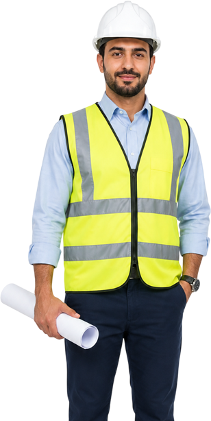 Engineer carrying blueprints