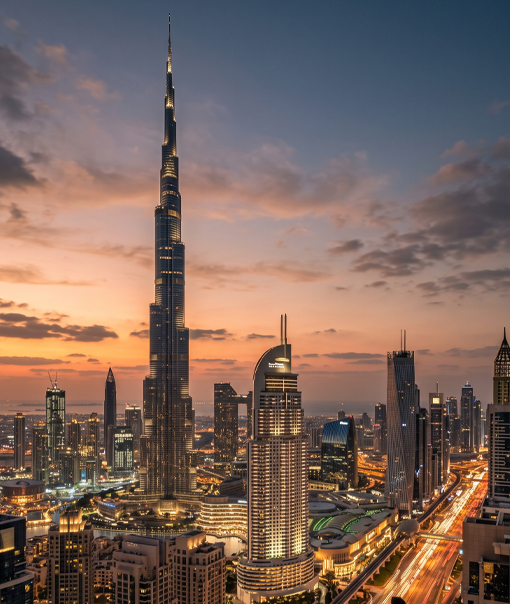 Dubai Skyline featuring Burj Khalifa